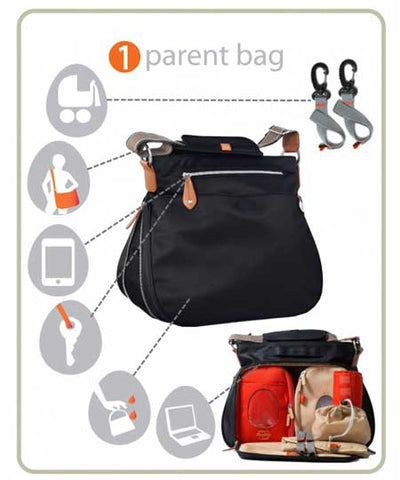 PacaPod Portland Black Nappy Bag